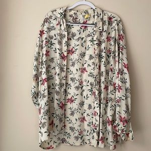 Vintage oversized flowy floral button up